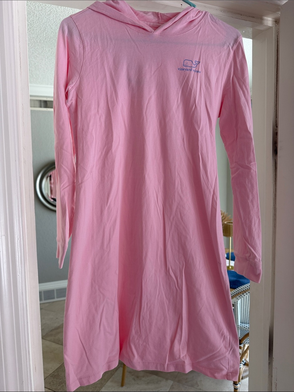 Vineyard Vines Girls Pink Hooded Long-Sleeve Casual Dress